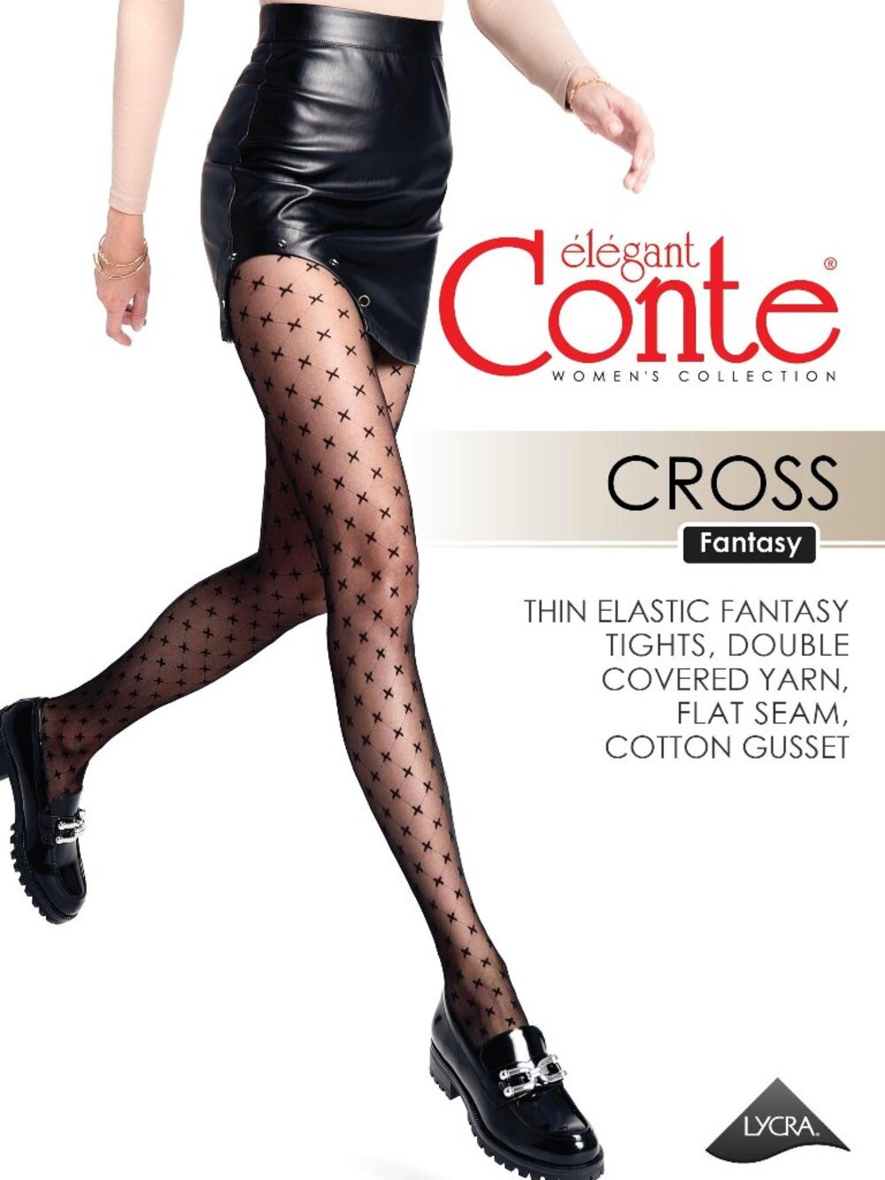 Conte Cross 20 Den - Fantasy Women's Tights with Cross Pattern